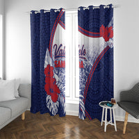 Vailele Samoa Village Window Curtain Map Polynesian Tribal Hibiscus Floral