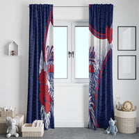 Vailele Samoa Village Window Curtain Map Polynesian Tribal Hibiscus Floral