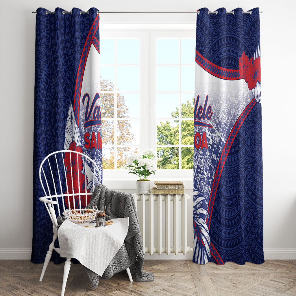 Vailele Samoa Village Window Curtain Map Polynesian Tribal Hibiscus Floral