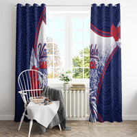 Vailele Samoa Village Window Curtain Map Polynesian Tribal Hibiscus Floral