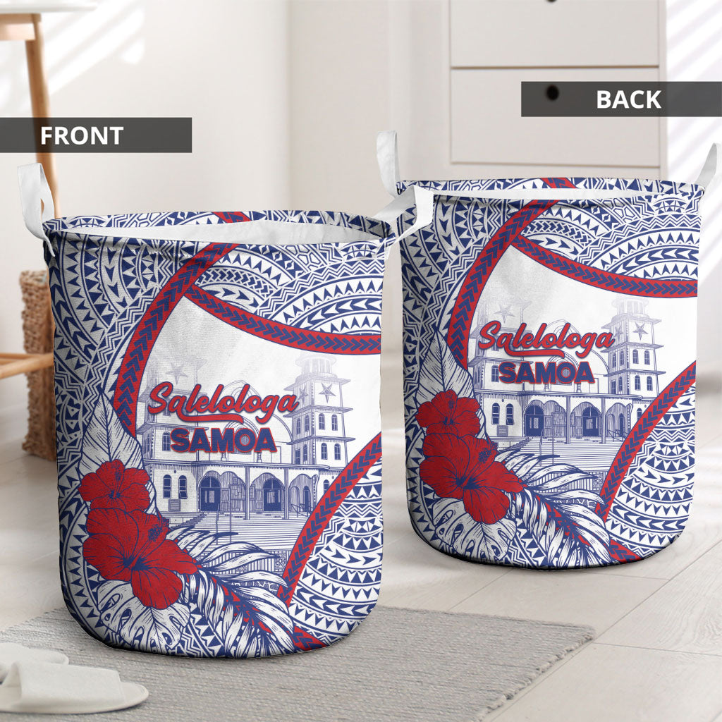 Salelologa Samoa Village Laundry Basket Polynesian Tribal Church Landmark Hibiscus Floral