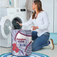 Salelologa Samoa Village Laundry Basket Polynesian Tribal Church Landmark Hibiscus Floral