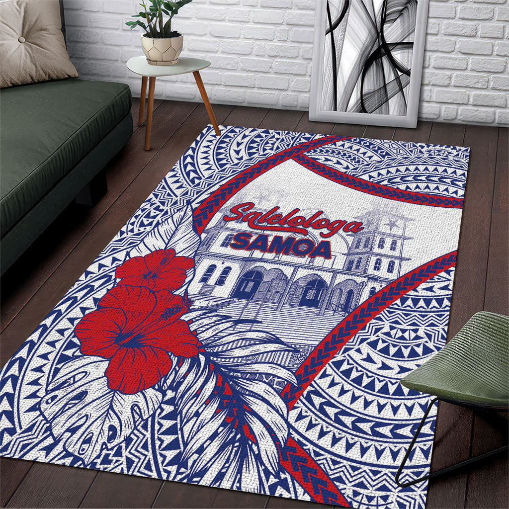 Salelologa Samoa Village Area Rug Polynesian Tribal Church Landmark Hibiscus Floral