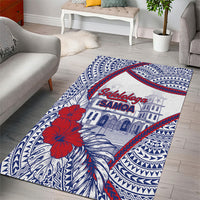 Salelologa Samoa Village Area Rug Polynesian Tribal Church Landmark Hibiscus Floral