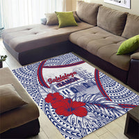 Salelologa Samoa Village Area Rug Polynesian Tribal Church Landmark Hibiscus Floral