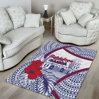Salelologa Samoa Village Area Rug Polynesian Tribal Church Landmark Hibiscus Floral