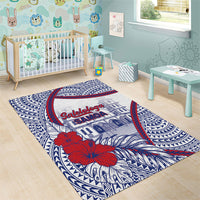 Salelologa Samoa Village Area Rug Polynesian Tribal Church Landmark Hibiscus Floral