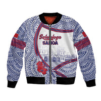 Personalised Salelologa Samoa Village Bomber Jacket Polynesian Tribal Church Landmark Hibiscus Floral