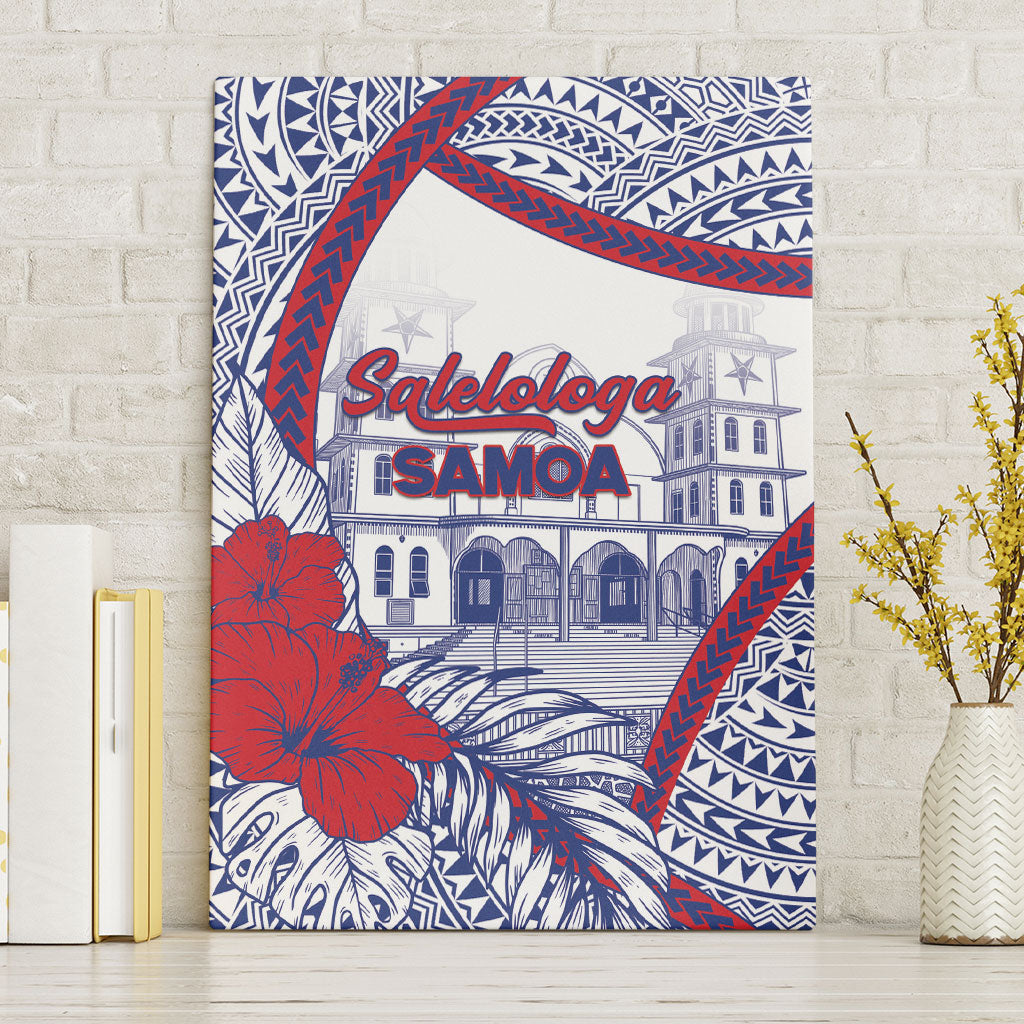 Salelologa Samoa Village Canvas Wall Art Polynesian Tribal Church Landmark Hibiscus Floral