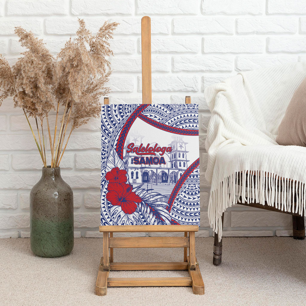 Salelologa Samoa Village Canvas Wall Art Polynesian Tribal Church Landmark Hibiscus Floral
