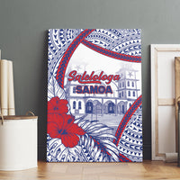 Salelologa Samoa Village Canvas Wall Art Polynesian Tribal Church Landmark Hibiscus Floral