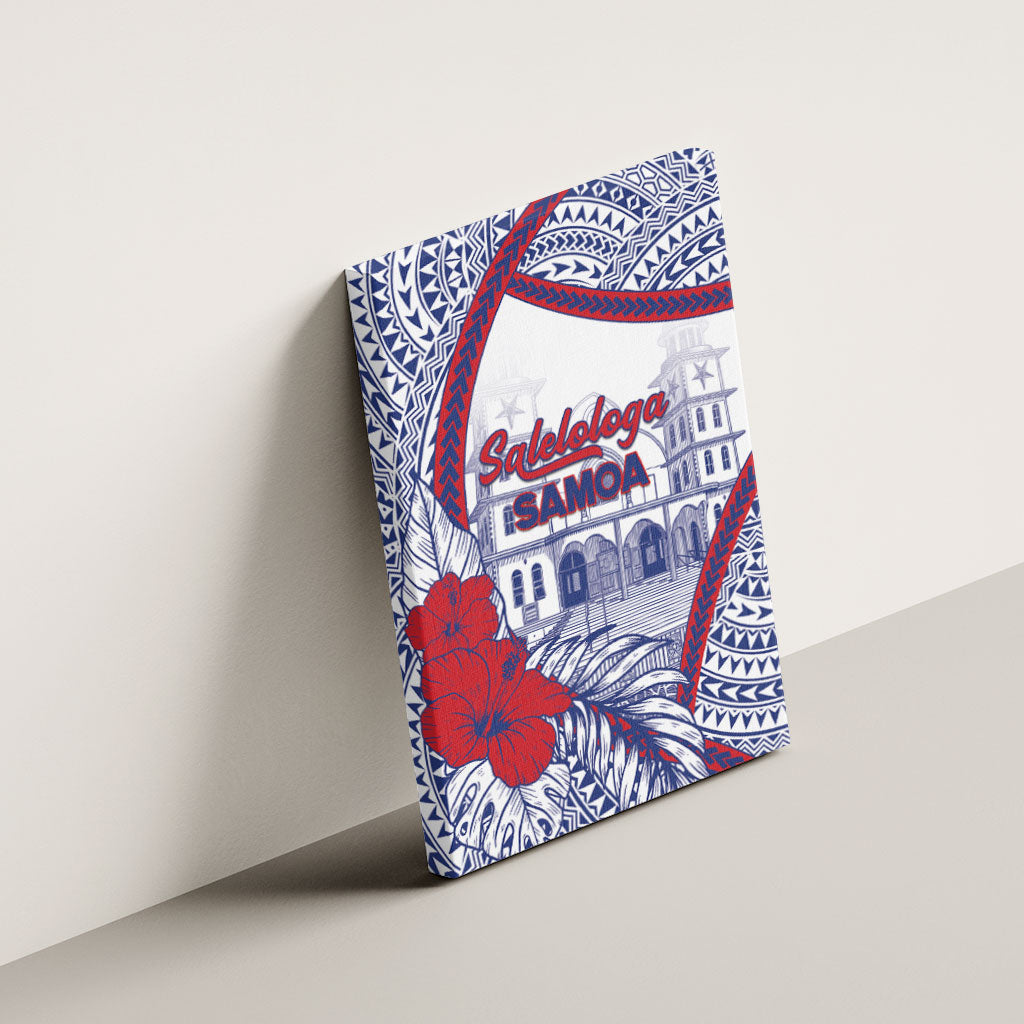 Salelologa Samoa Village Canvas Wall Art Polynesian Tribal Church Landmark Hibiscus Floral
