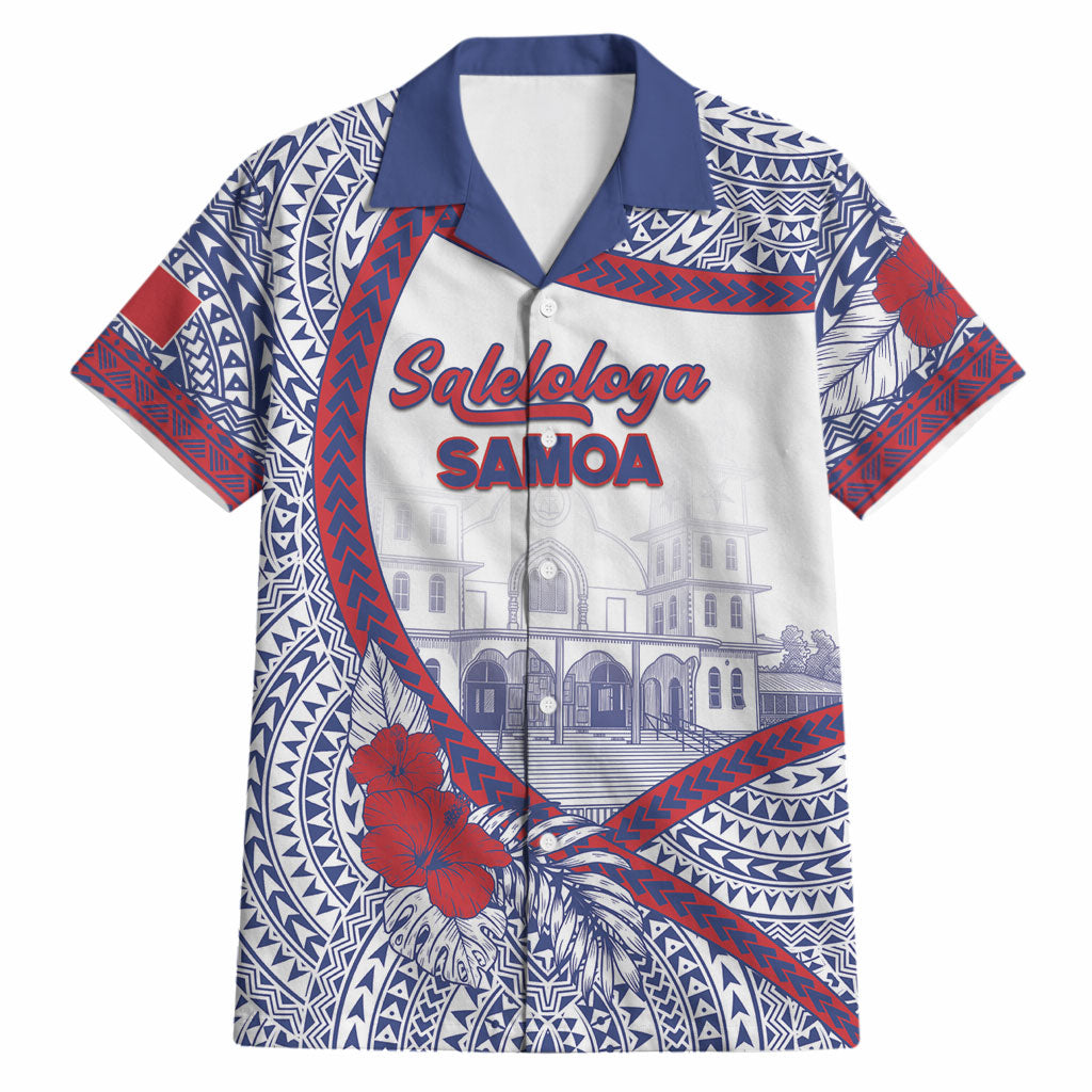 Personalised Salelologa Samoa Village Hawaiian Shirt Polynesian Tribal Church Landmark Hibiscus Floral