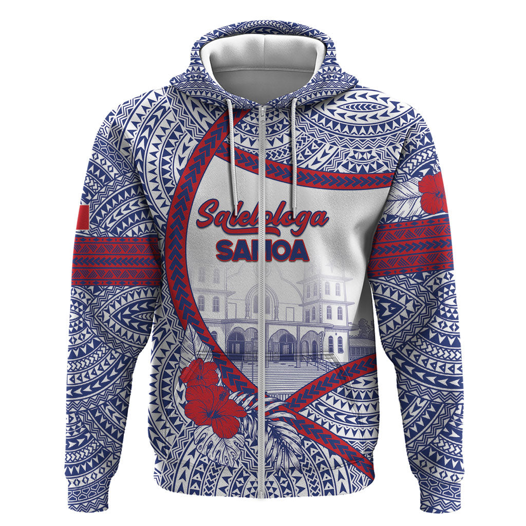 Personalised Salelologa Samoa Village Hoodie Polynesian Tribal Church Landmark Hibiscus Floral