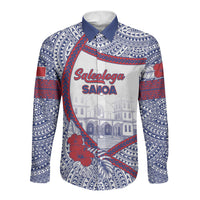 Personalised Salelologa Samoa Village Long Sleeve Button Shirt Polynesian Tribal Church Landmark Hibiscus Floral