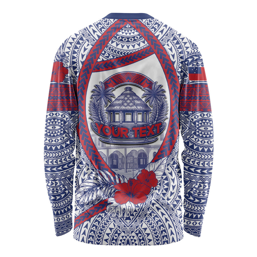 Personalised Salelologa Samoa Village Long Sleeve Shirt Polynesian Tribal Church Landmark Hibiscus Floral