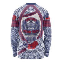 Personalised Salelologa Samoa Village Long Sleeve Shirt Polynesian Tribal Church Landmark Hibiscus Floral