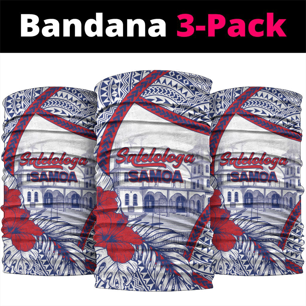 Salelologa Samoa Village Neck Gaiter Polynesian Tribal Church Landmark Hibiscus Floral DT05 package One Size: 25*50cm White - Polynesian Pride