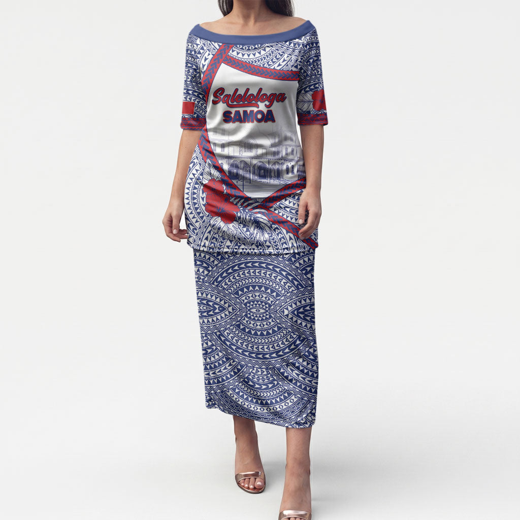 Personalised Salelologa Samoa Village Puletasi Polynesian Tribal Church Landmark Hibiscus Floral DT05 Long Dress White - Polynesian Pride