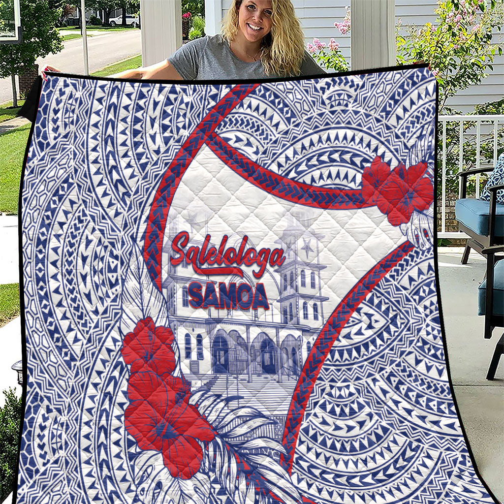 Salelologa Samoa Village Quilt Polynesian Tribal Church Landmark Hibiscus Floral DT05 White - Polynesian Pride