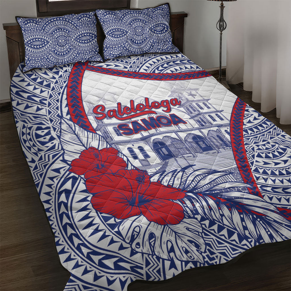 Salelologa Samoa Village Quilt Bed Set Polynesian Tribal Church Landmark Hibiscus Floral DT05 White - Polynesian Pride