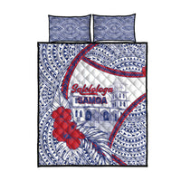 Salelologa Samoa Village Quilt Bed Set Polynesian Tribal Church Landmark Hibiscus Floral