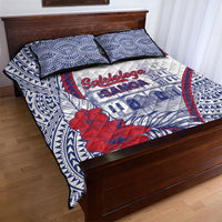 Salelologa Samoa Village Quilt Bed Set Polynesian Tribal Church Landmark Hibiscus Floral