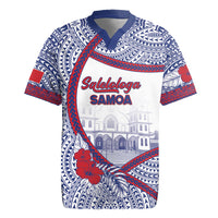 Personalised Salelologa Samoa Village Rugby Jersey Polynesian Tribal Church Landmark Hibiscus Floral