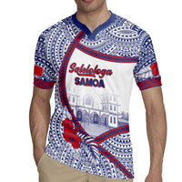 Personalised Salelologa Samoa Village Rugby Jersey Polynesian Tribal Church Landmark Hibiscus Floral