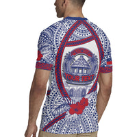Personalised Salelologa Samoa Village Rugby Jersey Polynesian Tribal Church Landmark Hibiscus Floral