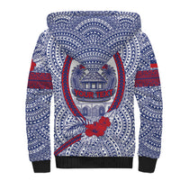 Personalised Salelologa Samoa Village Sherpa Hoodie Polynesian Tribal Church Landmark Hibiscus Floral