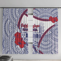 Salelologa Samoa Village Window Curtain Polynesian Tribal Church Landmark Hibiscus Floral