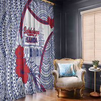 Salelologa Samoa Village Window Curtain Polynesian Tribal Church Landmark Hibiscus Floral