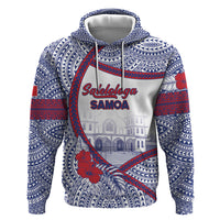 Personalised Salelologa Samoa Village Zip Hoodie Polynesian Tribal Church Landmark Hibiscus Floral