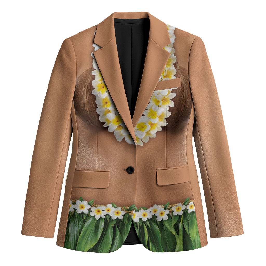 Hawaii Bikini Hula Costume Blazer Coconut Bra Plumeria Flower Lei Grass Skirt