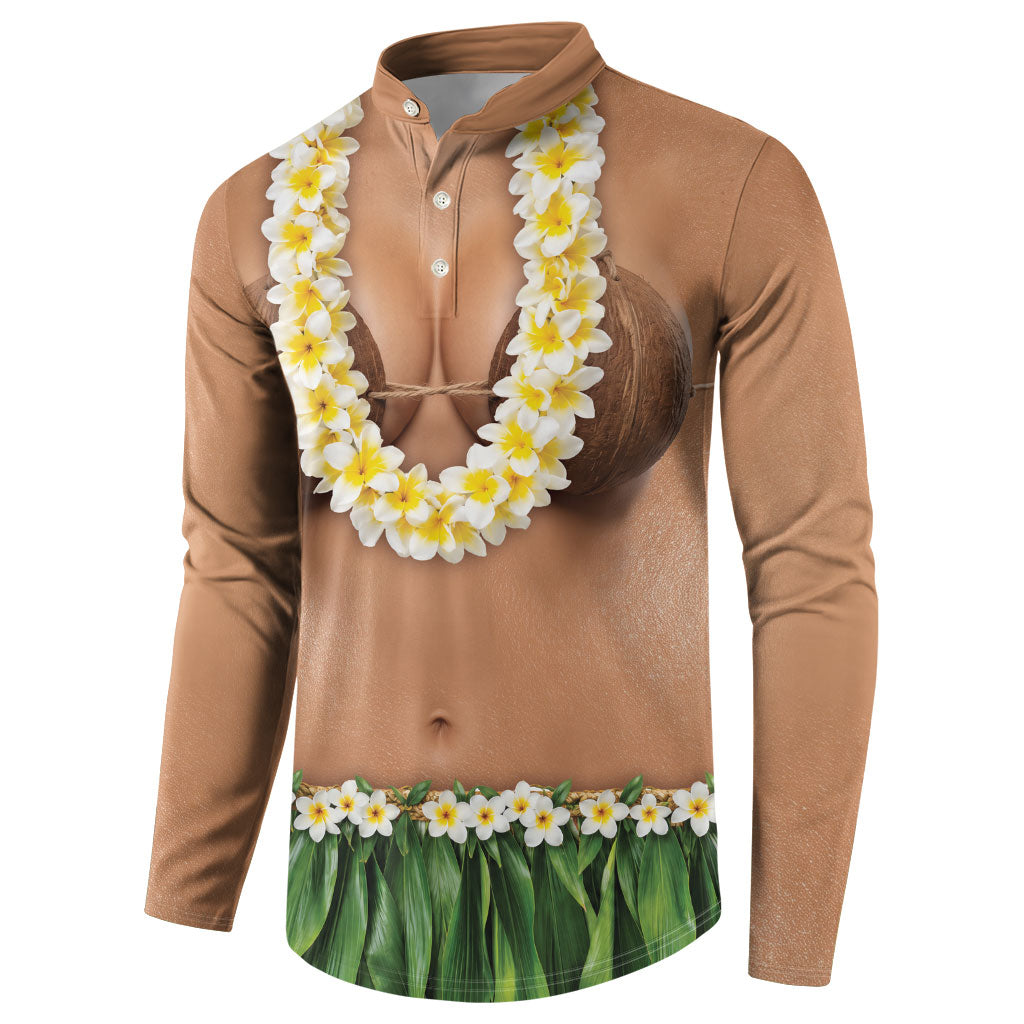 Hawaii Bikini Hula Costume Button Sweatshirt Coconut Bra Plumeria Flower Lei Grass Skirt DT05 - Polynesian Pride