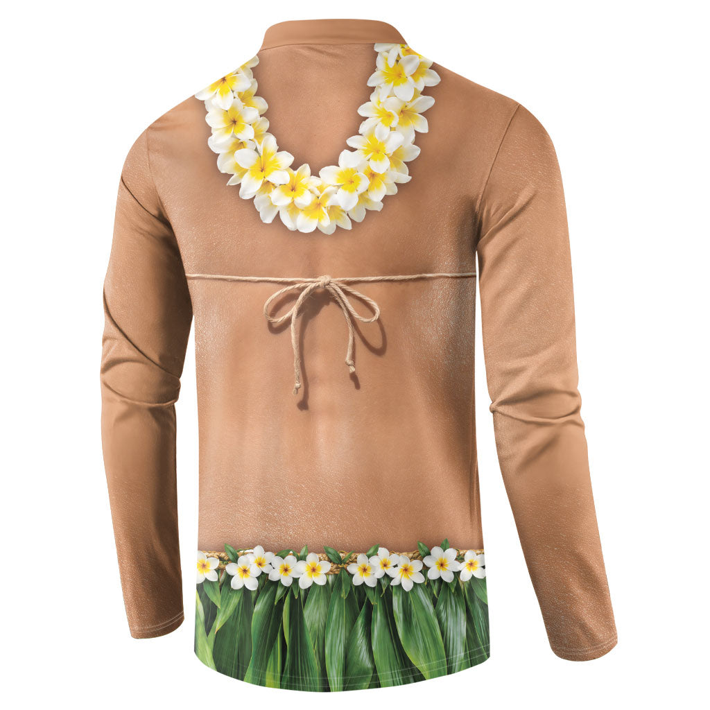 Hawaii Bikini Hula Costume Button Sweatshirt Coconut Bra Plumeria Flower Lei Grass Skirt DT05 - Polynesian Pride