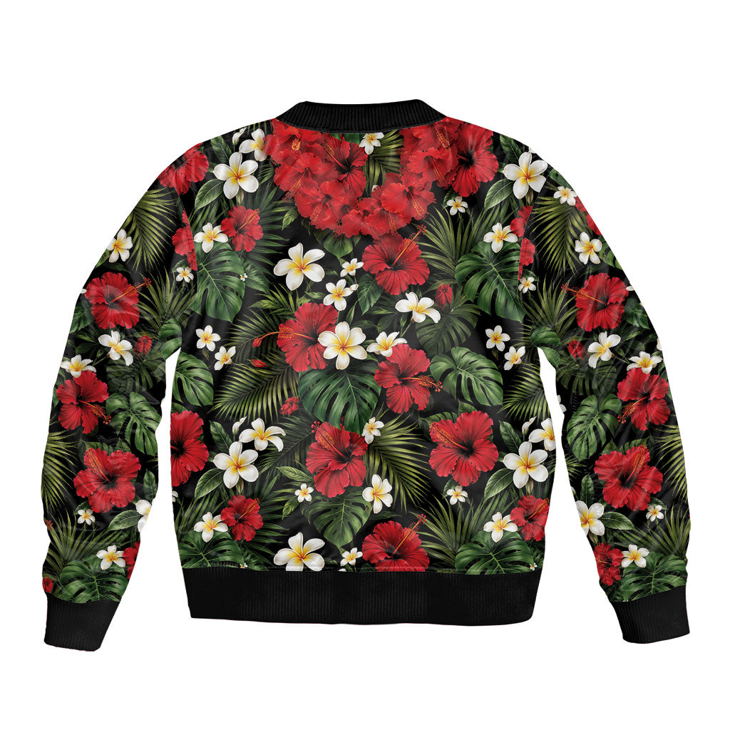 Hawaiian Floral Muscle Abs Bomber Jacket Six Pack Hibiscus Flower Lei Luau DT05 - Polynesian Pride