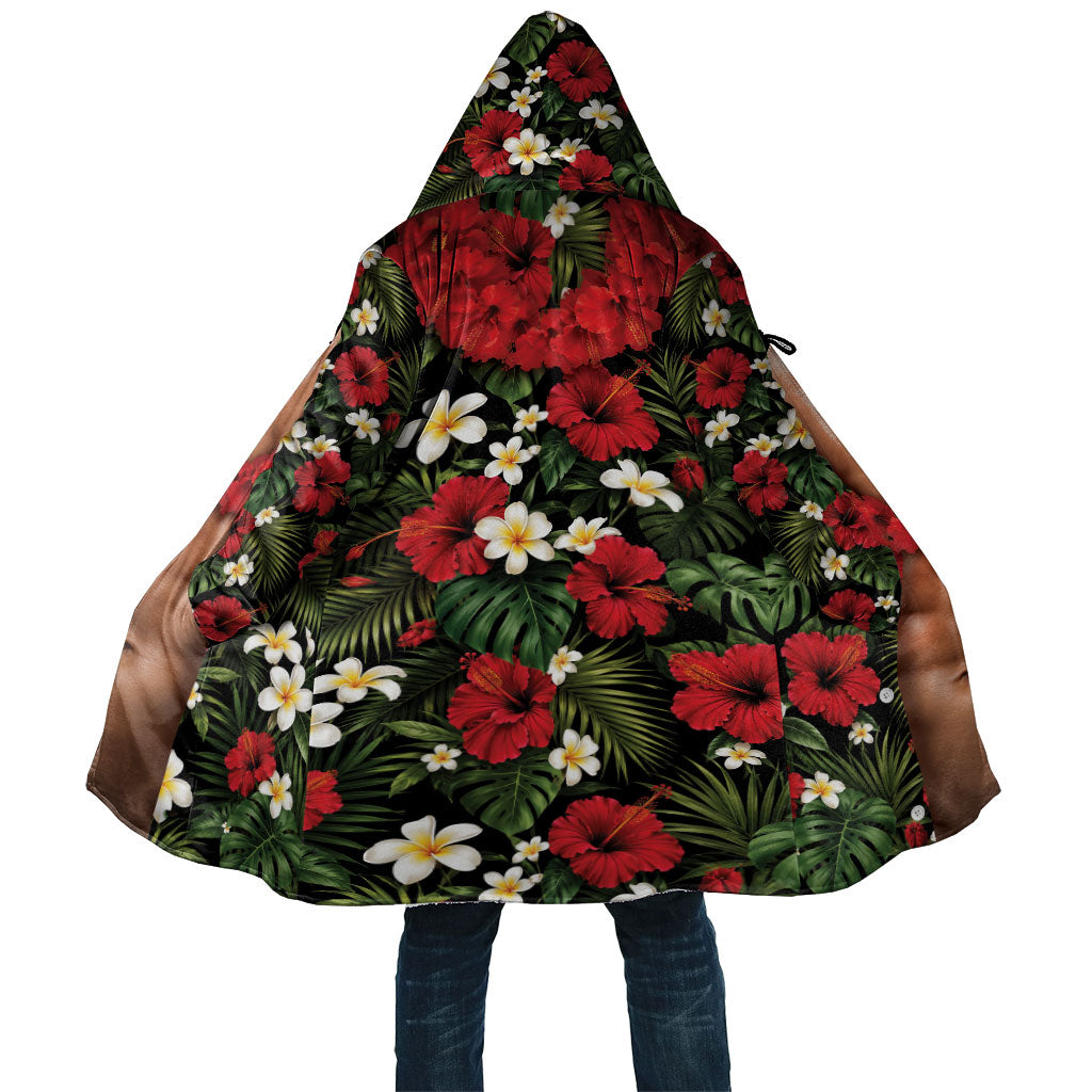 Hawaiian Floral Muscle Abs Cloak Six Pack Hibiscus Flower Lei Luau DT05 Unisex Black - Polynesian Pride