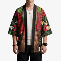 Hawaiian Floral Muscle Abs Kimono Six Pack Hibiscus Flower Lei Luau DT05 - Polynesian Pride