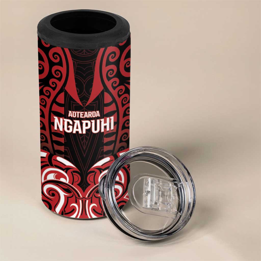 Custom Aotearoa Ngapuhi 4 in 1 Can Cooler Tumbler Maori Pattern New Zealand - Polynesian Pride