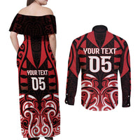 Custom Aotearoa Ngapuhi Couples Matching Off Shoulder Maxi Dress and Long Sleeve Button Shirt Maori Pattern New Zealand - Polynesian Pride