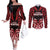 Custom Aotearoa Ngapuhi Couples Matching Off The Shoulder Long Sleeve Dress and Long Sleeve Button Shirt Maori Pattern New Zealand - Polynesian Pride