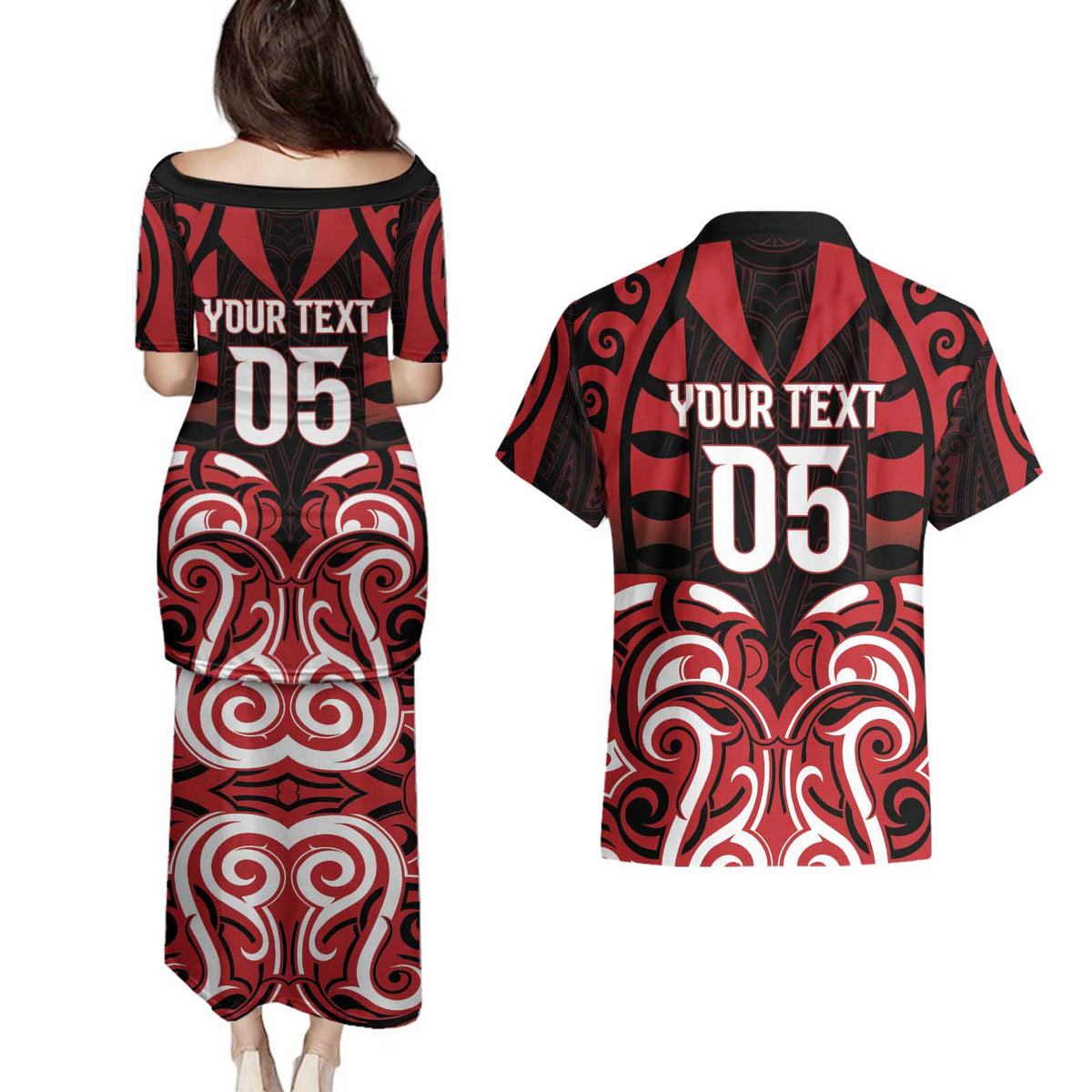 Custom Aotearoa Ngapuhi Couples Matching Puletasi and Hawaiian Shirt Maori Pattern New Zealand - Polynesian Pride