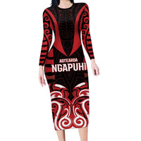 Custom Aotearoa Ngapuhi Family Matching Long Sleeve Bodycon Dress and Hawaiian Shirt Maori Pattern New Zealand - Polynesian Pride