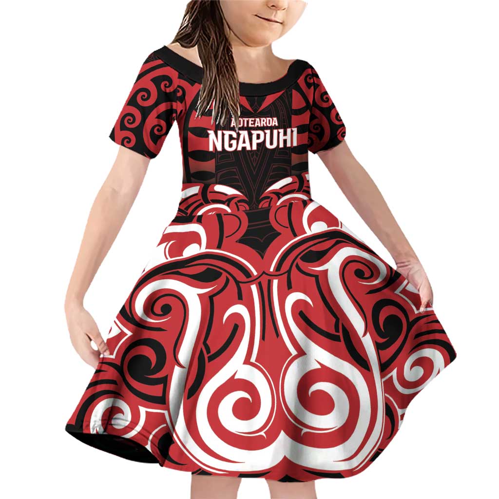 Custom Aotearoa Ngapuhi Family Matching Off Shoulder Short Dress and Hawaiian Shirt Maori Pattern New Zealand - Polynesian Pride