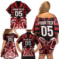 Custom Aotearoa Ngapuhi Family Matching Off Shoulder Short Dress and Hawaiian Shirt Maori Pattern New Zealand - Polynesian Pride
