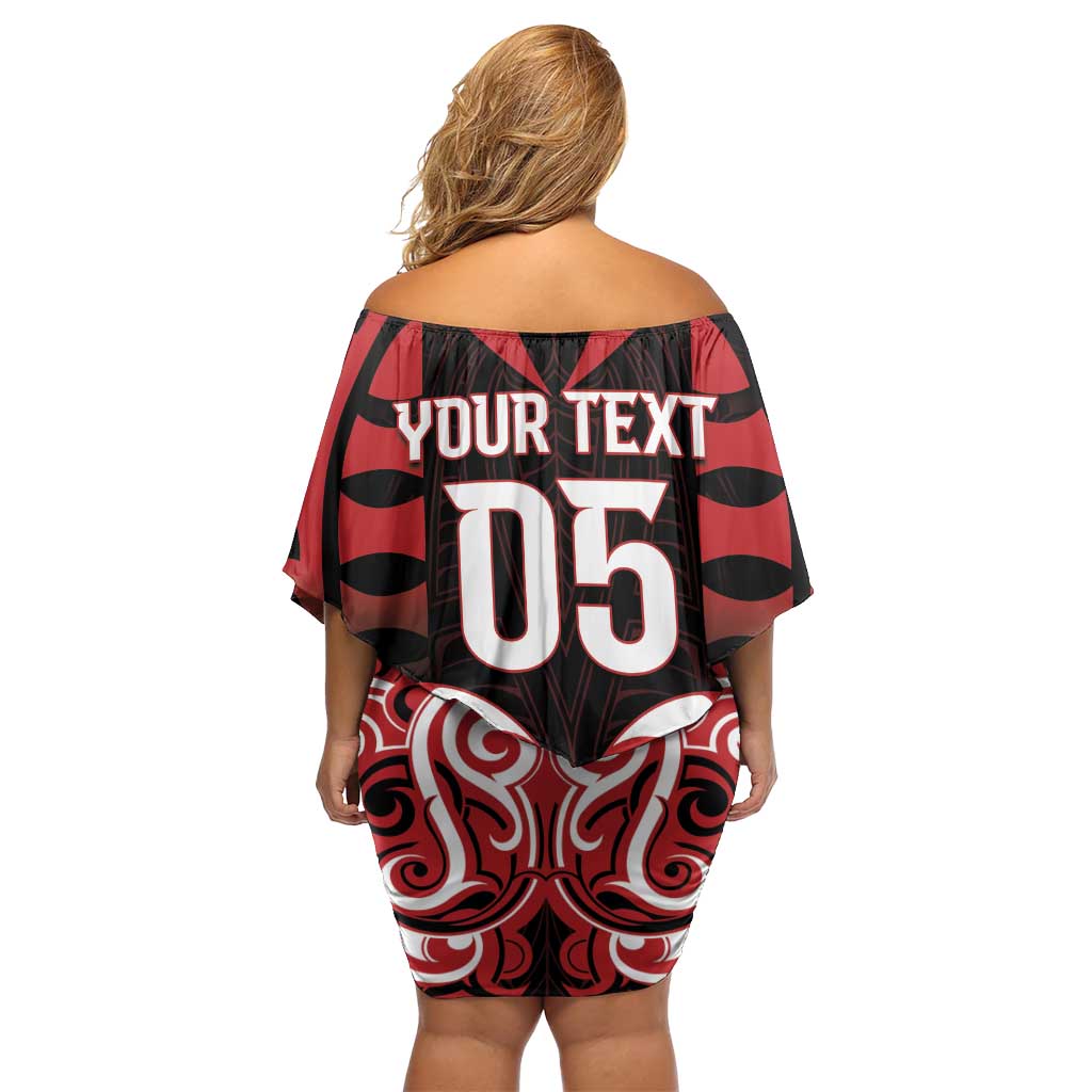 Custom Aotearoa Ngapuhi Family Matching Off Shoulder Short Dress and Hawaiian Shirt Maori Pattern New Zealand - Polynesian Pride