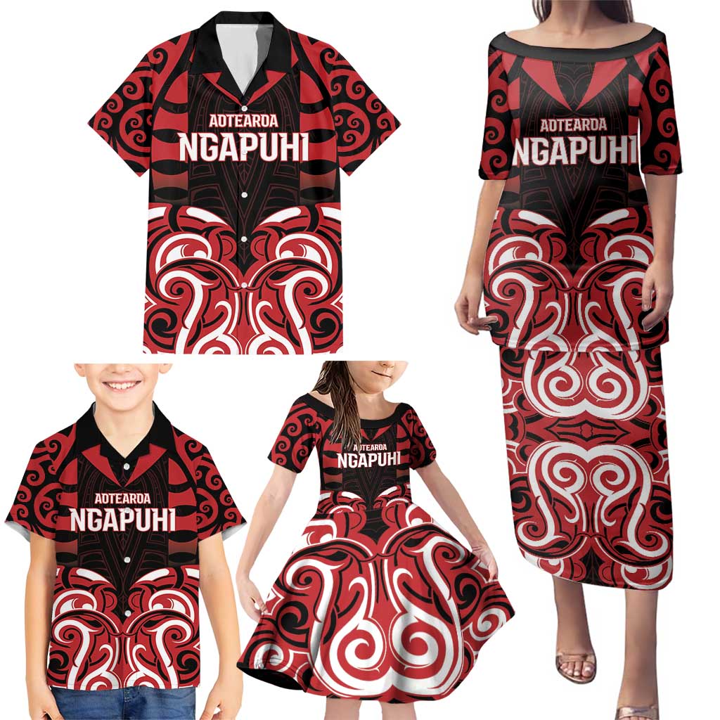 Custom Aotearoa Ngapuhi Family Matching Puletasi and Hawaiian Shirt Maori Pattern New Zealand - Polynesian Pride