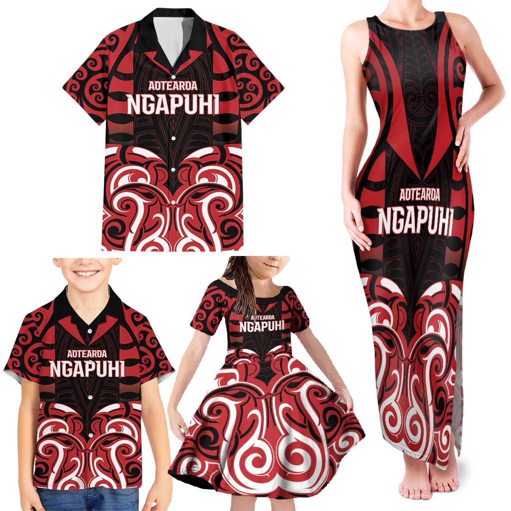 Custom Aotearoa Ngapuhi Family Matching Tank Maxi Dress and Hawaiian Shirt Maori Pattern New Zealand - Polynesian Pride